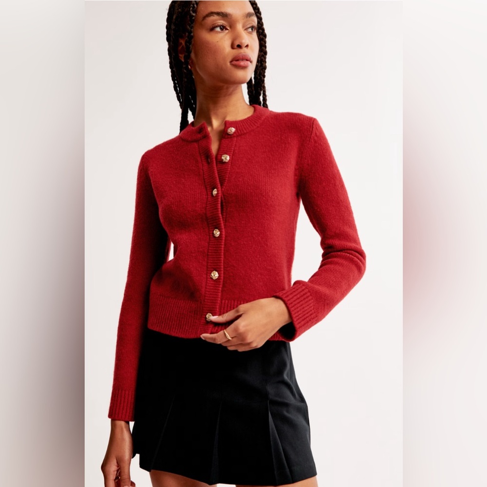 NWOT! A&F Crew Cardigan in Rich Ruby Red